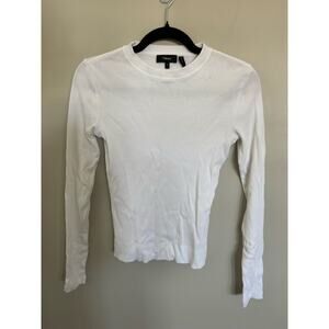 NWOT Women’s Theory Compact Rib Long Sleeve T-Shirt in White SZ S